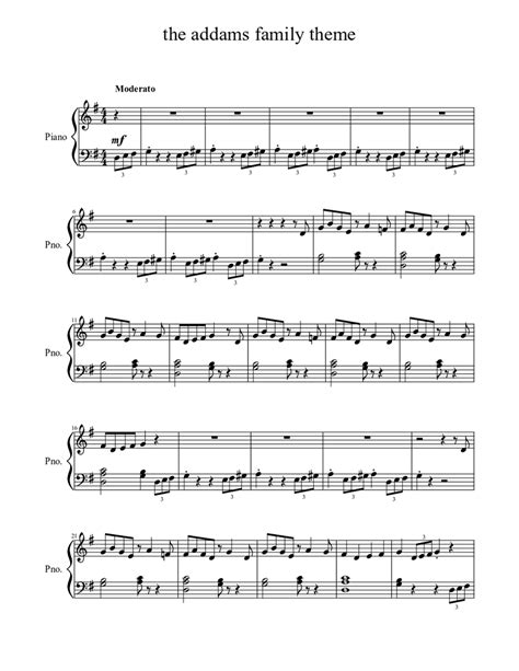 the addams family theme Sheet music for Piano (Solo) | Musescore.com