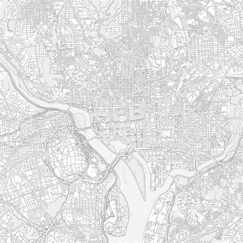 Washington, D.C., USA, bright outlined vector map - HEBSTREITS | Map ...