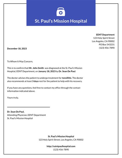 Hospital Letterhead