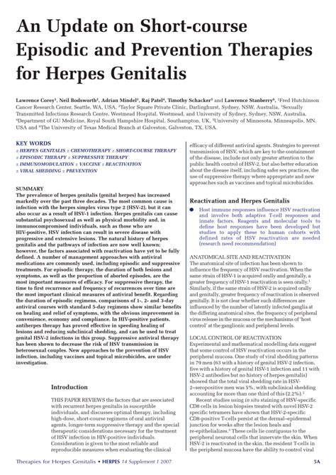 (PDF) An update on short-course episodic and prevention therapies for herpes genitalis