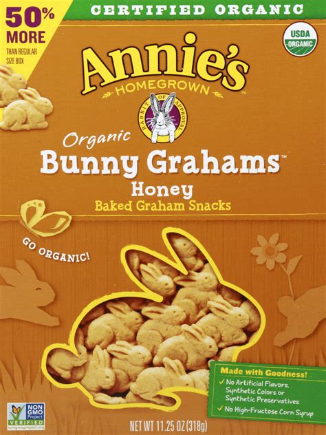 Annie's Organic Snack Crackers, Bunny Grahams, Honey, 11.25 oz - Walmart.com - Walmart.com