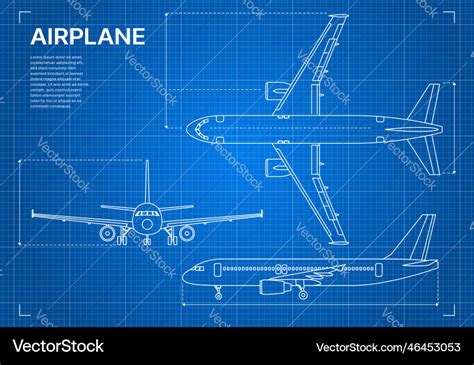 Outline plane aircraft blueprint airplane design Vector Image