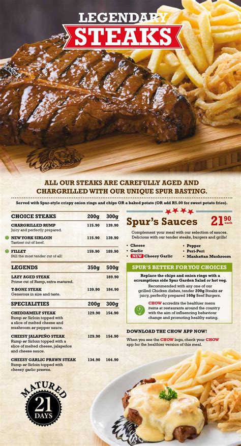 Spur Steak Ranches Menu Prices & Specials