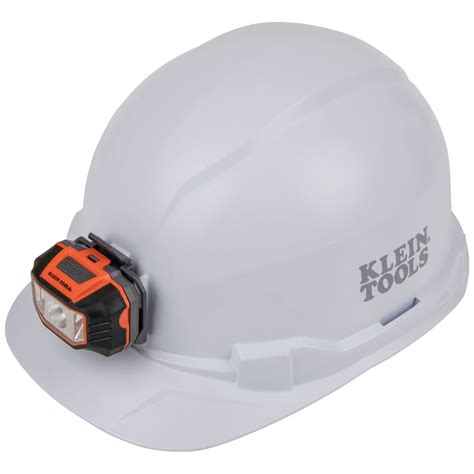 Hard Hat, Non-Vented, Cap Style with Headlamp, White - 60107 | Klein ...