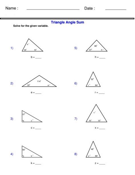 Triangle Angle Sum - Triangle Worksheets | Made By Teachers