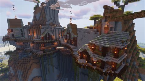 Mountain side village I made in survival : r/Minecraft