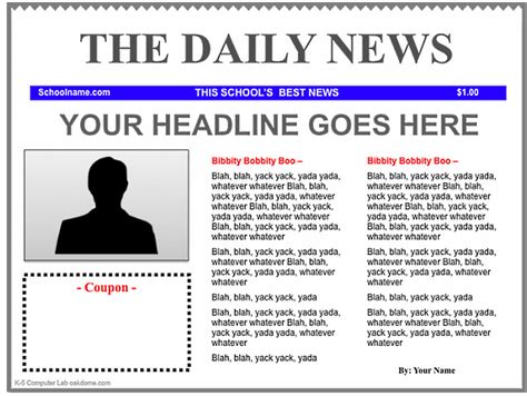 Free Newspaper Template | Newspaper template, Newspaper article ...