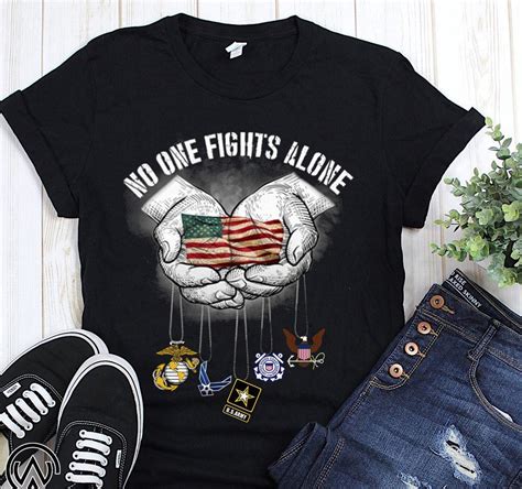 No one fights alone american flag in hands shirt - Reviewshirts Office