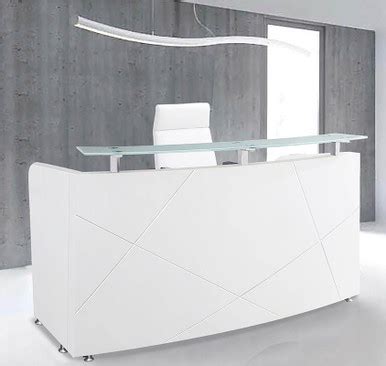 72" Modern High Gloss White Curved Reception Desk