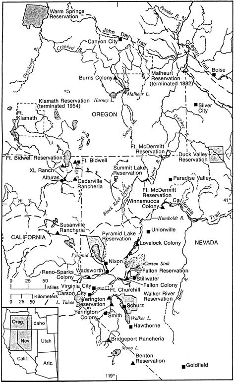 Map of Western Shoshone and Northern Paiute Territory | Utah American Indian Digital Archive | J ...