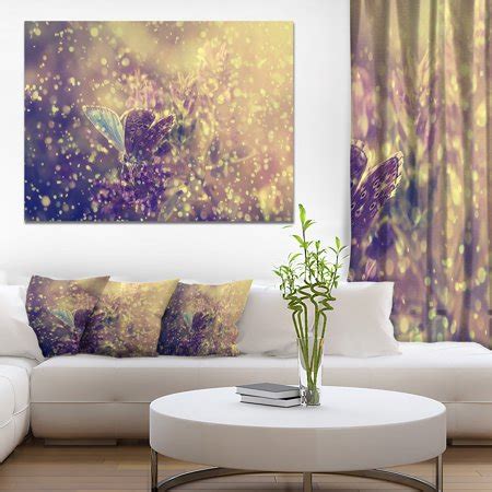Blue Butterfly And Purple Flowers - Large Floral Canvas Art Print | Walmart Canada