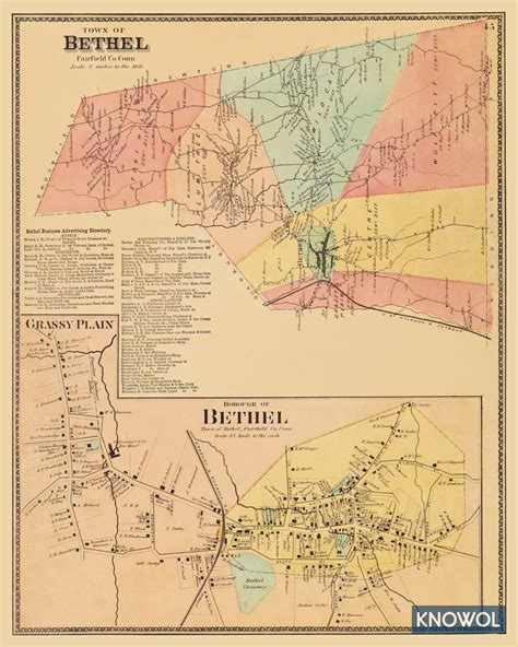 Beautifully restored map of Bethel, Connecticut from 1867 - CT Restored