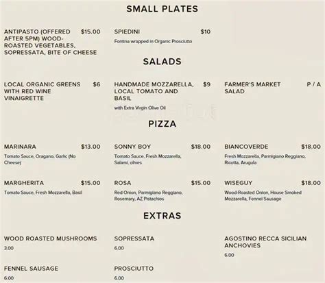 Pizzeria Bianco Menu, Menu for Pizzeria Bianco, Downtown, Phoenix - Urbanspoon/Zomato