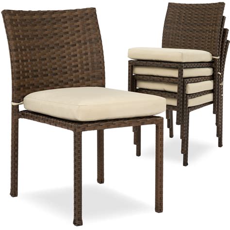 Stackable Outdoor Wicker Dining Chairs | Chair Pads & Cushions