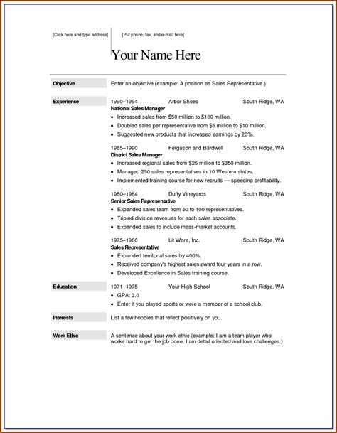 Word Document Resume Templates Free Download - Templates : Resume ...