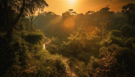 Tranquil scene of tropical rainforest at dawn generated by AI 24946226 Stock Photo at Vecteezy