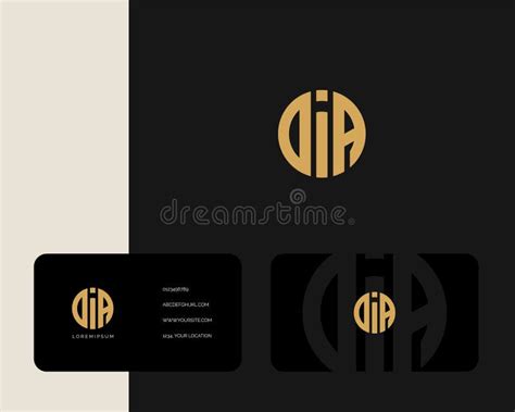 Letter DIA Logo Design with Business Card Vector Template. Creative Minimal Monochrome Monogram ...