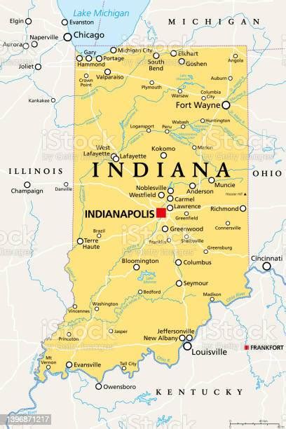 Indiana In Political Map Us State Nicknamed The Hoosier State Stock ...