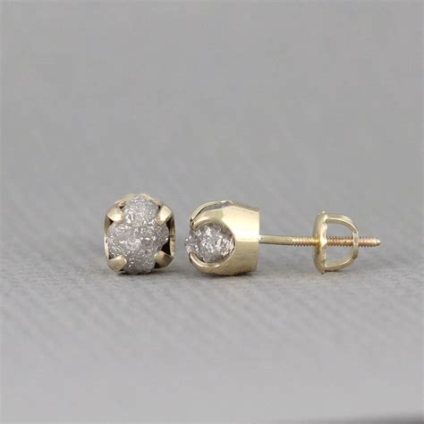 Diamond Earrings Conflict Free Rough Raw Uncut Diamonds - Etsy