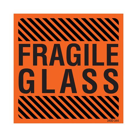 SPC - Étiquette Adhésive "Fragile Glass Label" - 3 po x 3 po - Noir Sur ...