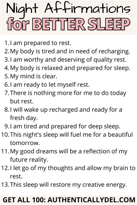 100 Nighttime Affirmations for Before Bed - Authentically Del