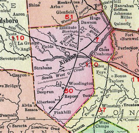 Lenoir County, North Carolina, 1911, Map, Rand McNally, Kinston, La ...