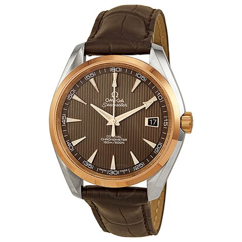 Omega Aqua Terra Co-Axial Teak-Grey Dial Brown Leather Men's Watch ...