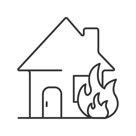 Burning house linear icon. Thin line illustration. House on fire ...