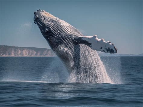 Premium AI Image | Huge Blue whale jumping on sea