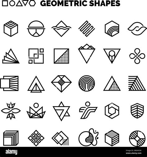Universal black and white geometric vector shapes isolated for graphic design. Geometric element ...