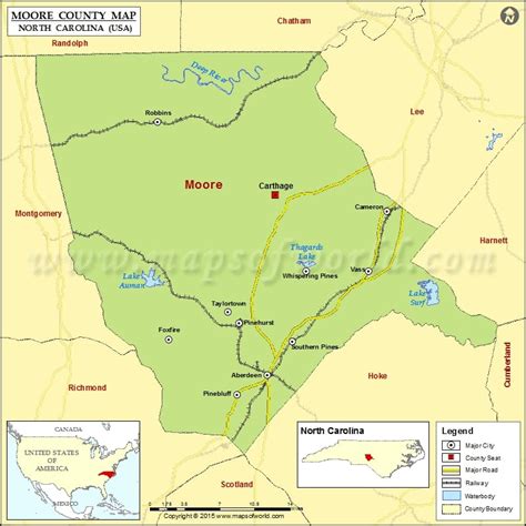 Moore County Map, North Carolina