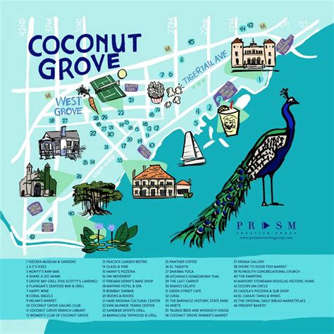 Coconut Grove map Miami - Map of Coconut Grove Miami (Florida - USA)