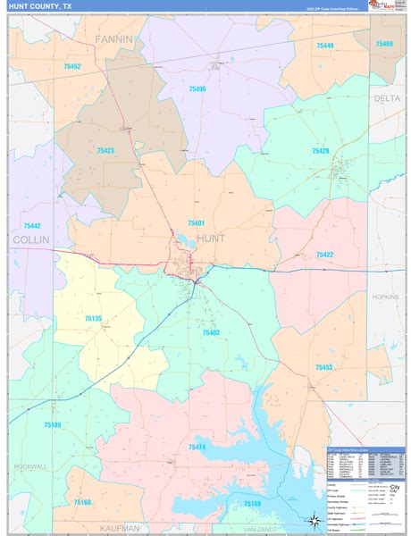 Hunt County, TX Wall Map Color Cast Style by MarketMAPS - MapSales