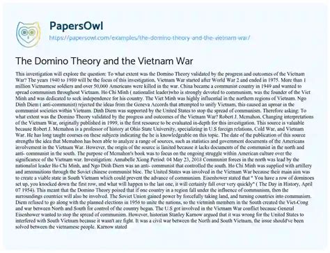 The Domino Theory and the Vietnam War - Free Essay Example - 1451 Words | PapersOwl.com