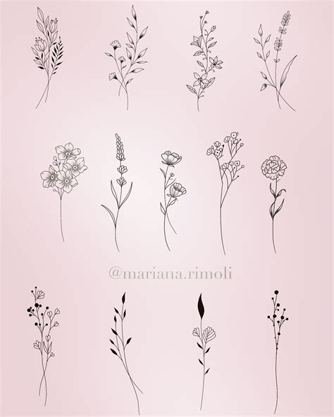 Diseños de Flores minimalistas para tattoo. @mariana.rimoli en ...