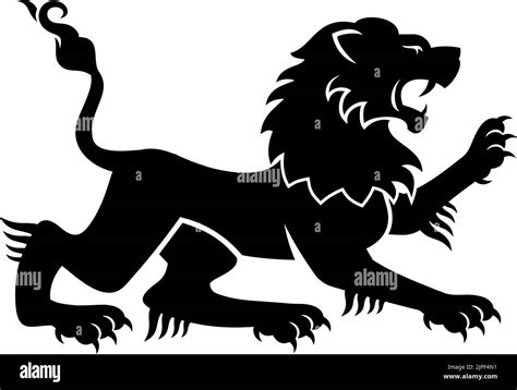 Heraldic lion, royal vector emblem. Isolated rampant lion, gothic heraldry symbol Stock Vector ...