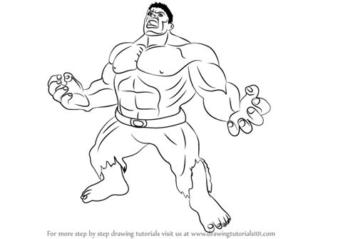 How to Draw Angry Hulk (The Hulk) Step by Step | DrawingTutorials101.com