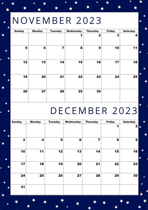 November 2023 Calendar, December 2023 Calendar,a4 Size,pdf,printable ...