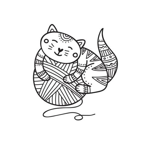 Best Cat Playing With Yarn Illustrations, Royalty-Free Vector Graphics & Clip Art - iStock