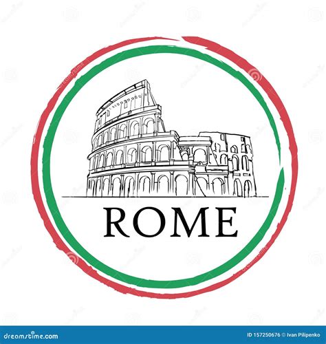 City of Rome Logo Poster with Italian National Flag Stock Illustration - Illustration of drawn ...