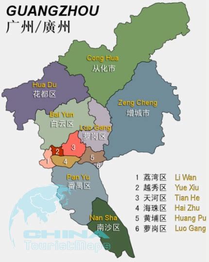 Guangzhou Map City of China | Map of China City Physical Province Regional