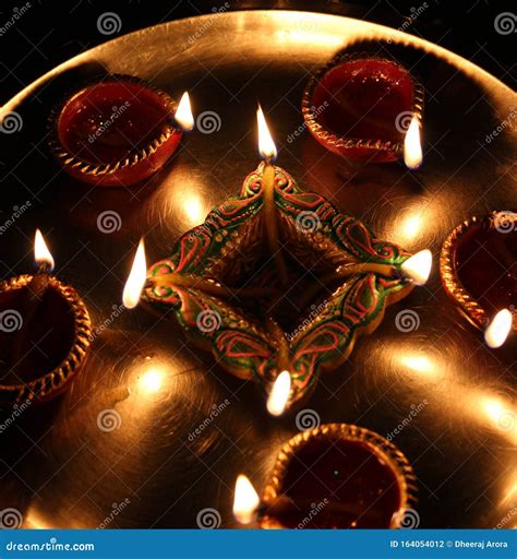 Illuminated Earthen Lamp during Diwali Celebrations Stock Photo - Image of burning, diwali ...