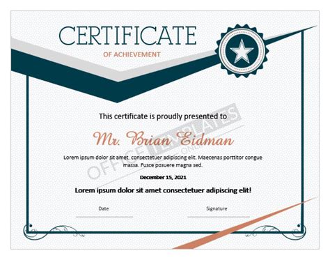 5+ Best Certificate of Achievement Templates in MS Word