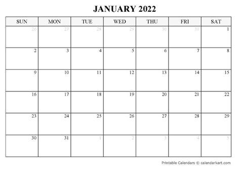 Free 2022 Blank Calendar Templates (Word, PDF) - Calendarkart | Blank ...