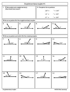 Supplementary Angles (Writing & Solving Equations) by Mai Learning