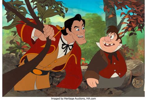 Beauty and the Beast Gaston and LeFou Painted Presentation Cel with | Lot #62304 | Heritage Auctions