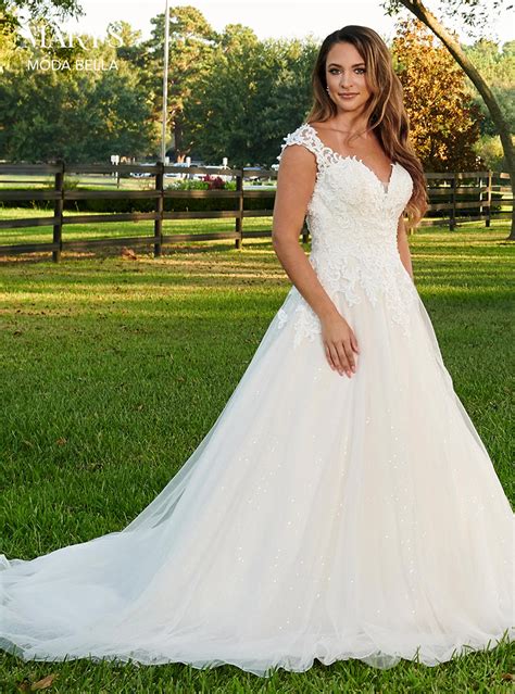 v neck a line wedding dress with lace - Dress Code Nine