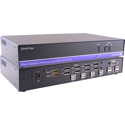 Smart-AVI 4-Port Duo DisplayPort-HDMI KVM Switch D2H-4P-DUO-S