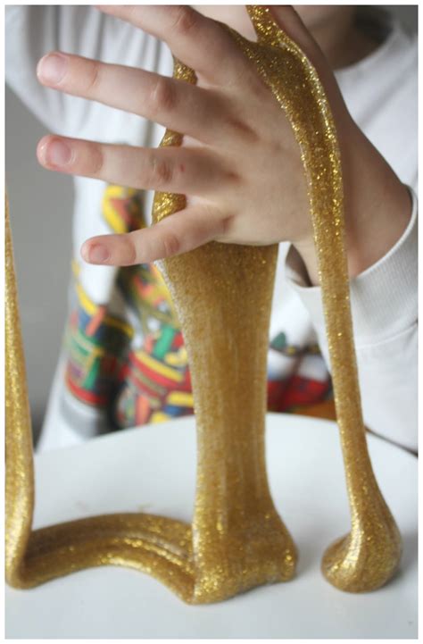 Gold Slime Recipe Glitter Glue Slime Sensory Play