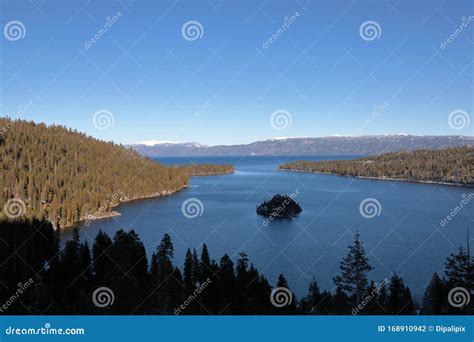 View of Emerald Bay with Fannette Island in Winter Season Stock Photo - Image of beautiful ...